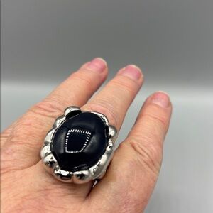 Chunky and Bold Silver and Blue Cabochon Statement Ring JP311 2/$20